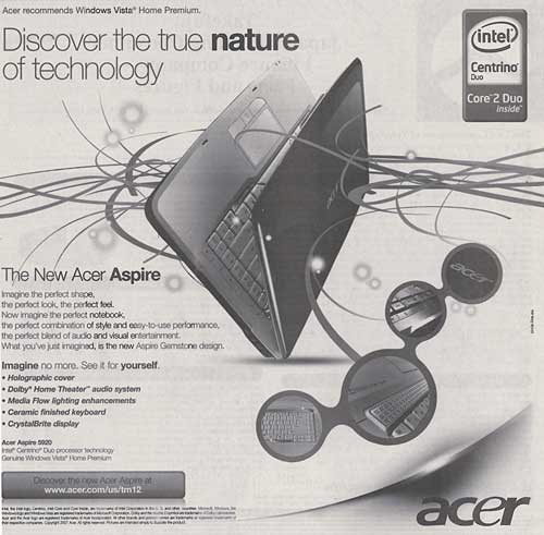 Acer Aspire Advertisement from The Wall Street Journal