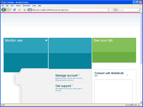 T-Mobile's site with Javascript disabled