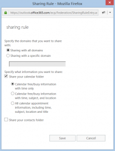 Exchange Online Individual Sharing Policy