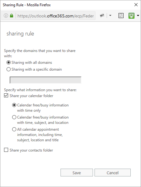 Exchange Online Sharing Rule
