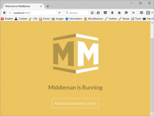 Screen capture of default Middleman page on preview web server.