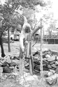 Thunder Mountain. - statue with staff