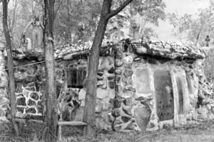 Thunder Mountain - Stonework building with windshield windows